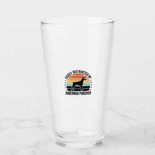 Dobermann Pinscher Vintage-Sonnenuntergang Grafik  Glas