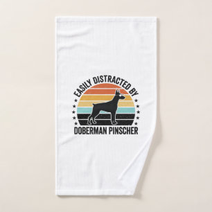 Dobermann Pinscher Vintage-Sonnenuntergang Grafik  Handtuch