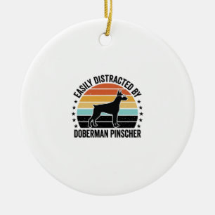Dobermann Pinscher Vintage-Sonnenuntergang Grafik Keramik Ornament