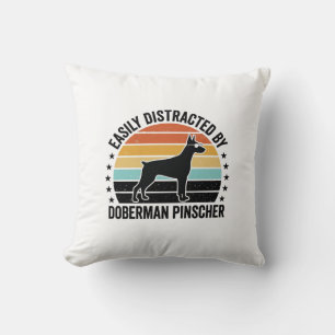 Dobermann Pinscher Vintage-Sonnenuntergang Grafik  Kissen