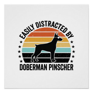 Dobermann Pinscher Vintage-Sonnenuntergang Grafik Poster