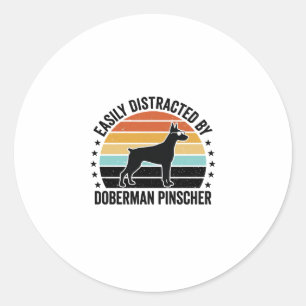 Dobermann Pinscher Vintage-Sonnenuntergang Grafik  Runder Aufkleber