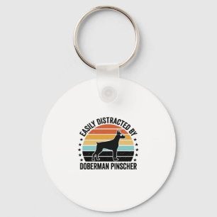 Dobermann Pinscher Vintage-Sonnenuntergang Grafik Schlüsselanhänger