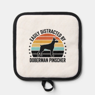 Dobermann Pinscher Vintage-Sonnenuntergang Grafik  Topflappen