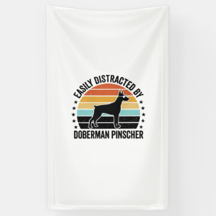 Dobermann Pinscher Vintage-Sonnenuntergangs-Grafik Banner