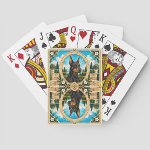 Dobermann Pinscher, Vintage Wasserfarbe Hund Kunst Spielkarten