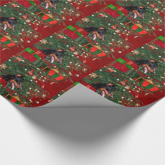 Dobermann Pinscher-Weihnachten Geschenkpapier (Ecke)