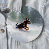 Dobermann Pinscher Weihnachten Schnee Winter Button (Beispiel)