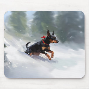 Dobermann Pinscher Weihnachten Schnee Winter Mousepad
