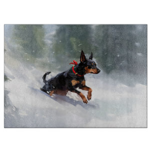 Dobermann Pinscher Weihnachten Schnee Winter Schneidebrett