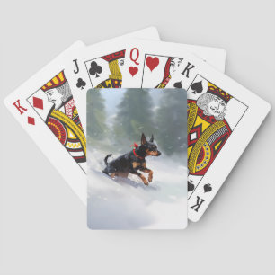 Dobermann Pinscher Weihnachten Schnee Winter Spielkarten