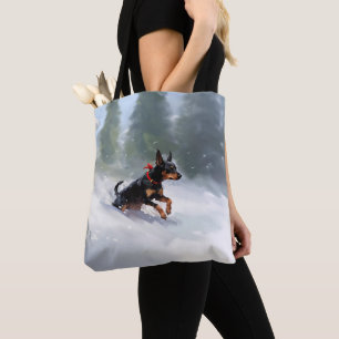 Dobermann Pinscher Weihnachten Schnee Winter Tasche