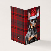 Dobermann Pinscher Weihnachts Hund Rot Kariert (Vorderseite)
