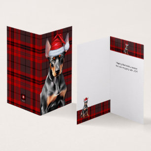 Dobermann Pinscher Weihnachts Hund Rot Kariert