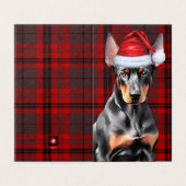 Dobermann Pinscher Weihnachts Hund Rot Kariert (Außenseite Aufgefaltet)