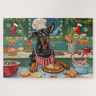 Dobermann Pinscher Weihnachtsbäckerei Festliche We Puzzle