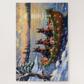 Dobermann Pinscher Weihnachtsboot Feiertage Puzzle (Vertikal)