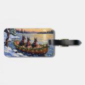 Dobermann Pinscher Weihnachtsboot Urlaub Gepäckanhänger (Rückseite horizontal)