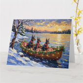 Dobermann Pinscher Weihnachtsboot Urlaub Karte (Gelbe Blume)