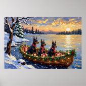 Dobermann Pinscher Weihnachtsboot Urlaub Poster (Vorne)