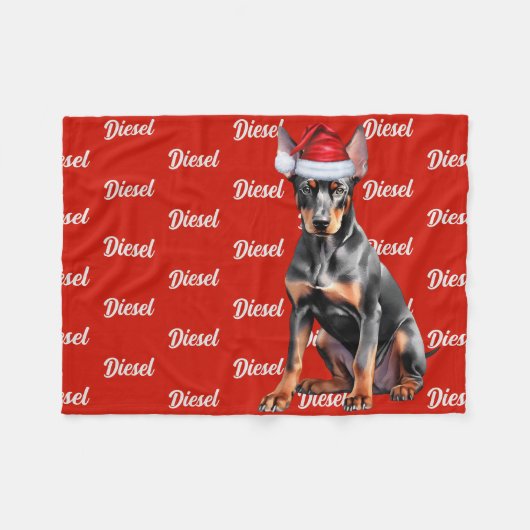 Dobermann Pinscher Weihnachtsmann-Hund Benutzerdef Fleecedecke (Vorderseite (Horizontal))