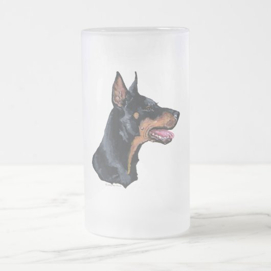 Dobermann Profil Mattglas Bierglas (Mittel)