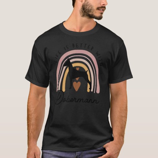 Dobermann Rainbow Dog Mama T-Shirt (Vorderseite)