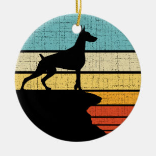 Dobermann Retro Vintage 60er 70er Hundebesitzer Keramik Ornament