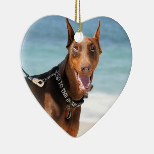 Dobermann - Rot - Schlechtes zum Knochen Keramikornament (Rechts)