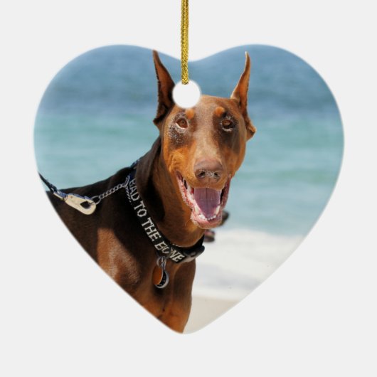 Dobermann - Rot - Schlechtes zum Knochen Keramikornament (Hinten)