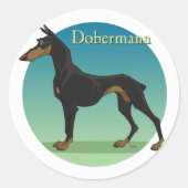 Dobermann Runder Aufkleber (Vorderseite)