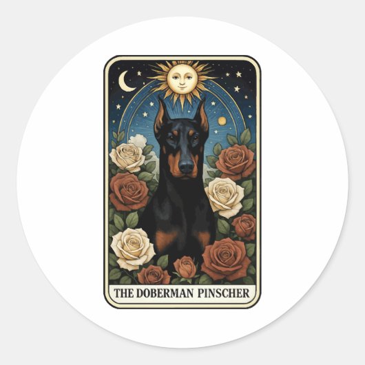 Dobermann Runder Aufkleber (Vorderseite)