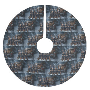Dobermann Schneeschlitten Weihnachtsdekoration  Polyester Weihnachtsbaumdecke