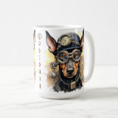 Dobermann Steampunk-Hund Kaffeetasse (VorderseiteRechts)