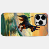 Dobermann-Strand-Surfing-Gemälde Case-Mate iPhone Hülle (Rückseite (Horizontal))