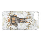 Dobermann Tatzen-Drucke und Marmorhintergrund Case-Mate iPhone Hülle (Rückseite (Horizontal))