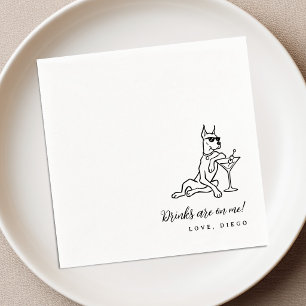 Dobermann trinkt auf mich Hochzeits-Cocktailservie Serviette