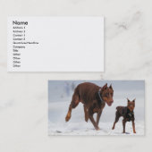 Dobermann und Minuten-Button - BLICK! Ein Mini Visitenkarte (Vorne/Hinten)