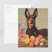 Dobermann Vintag Ostern Postkarte (Vorne/Hinten)