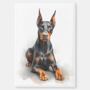 Dobermann-Wasserfarbenkunst Magnet