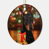 Dobermann-Weihnachten Keramikornament (Links)