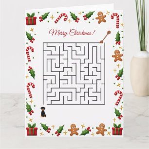 Dobermann-Weihnachts-Labyrinth-Puzzle-Feiertag Karte