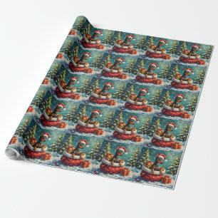Dobermann-Weihnachts-Santa-Tasche-Abenteuer Geschenkpapier
