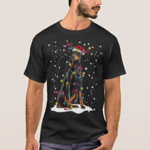 Dobermann-Weihnachtsbaum-Licht-Pyjama-Dobermann-Hu T-Shirt