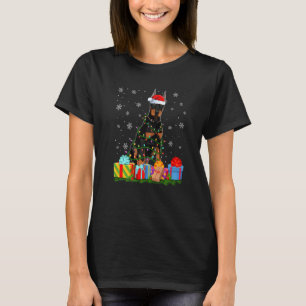 Dobermann Weihnachtsbeleuchtung Xmas Hund T-Shirt