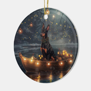 Dobermann-Weihnachtsfest-Reise Keramik Ornament
