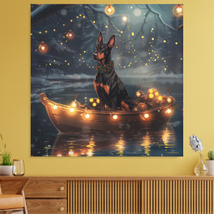 Dobermann-Weihnachtsfest-Reise Leinwanddruck