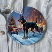Dobermann Weihnachtsfestzeit Button (Beispiel)