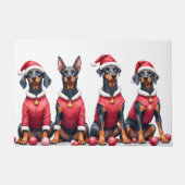 Dobermann-Weihnachtskleid mit Santa-Hut Fußmatte (Vorderseite)