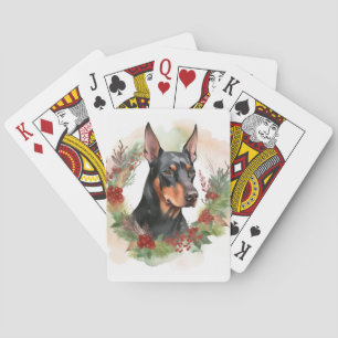Dobermann-Weihnachtskranz Festlicher Hund Spielkarten